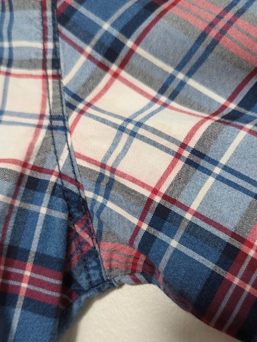 Zara Man‎ Slim Fit Plaid Button-Up Shirt Denim Red White Blue 4th of July SM/MED - Picture 13 of 16